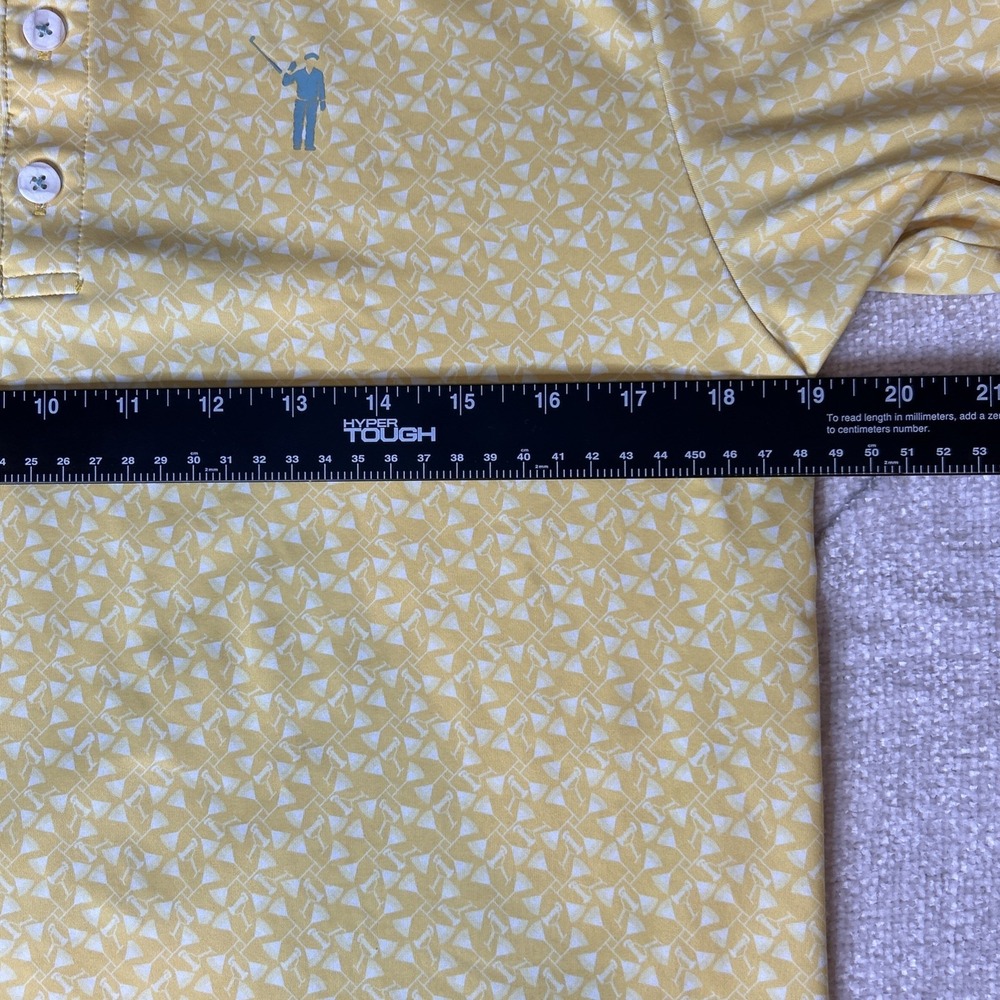 William Murray Golf Yellow Performance Mens Small Polo AOP Martini Print Preppy - Picture 8 of 10